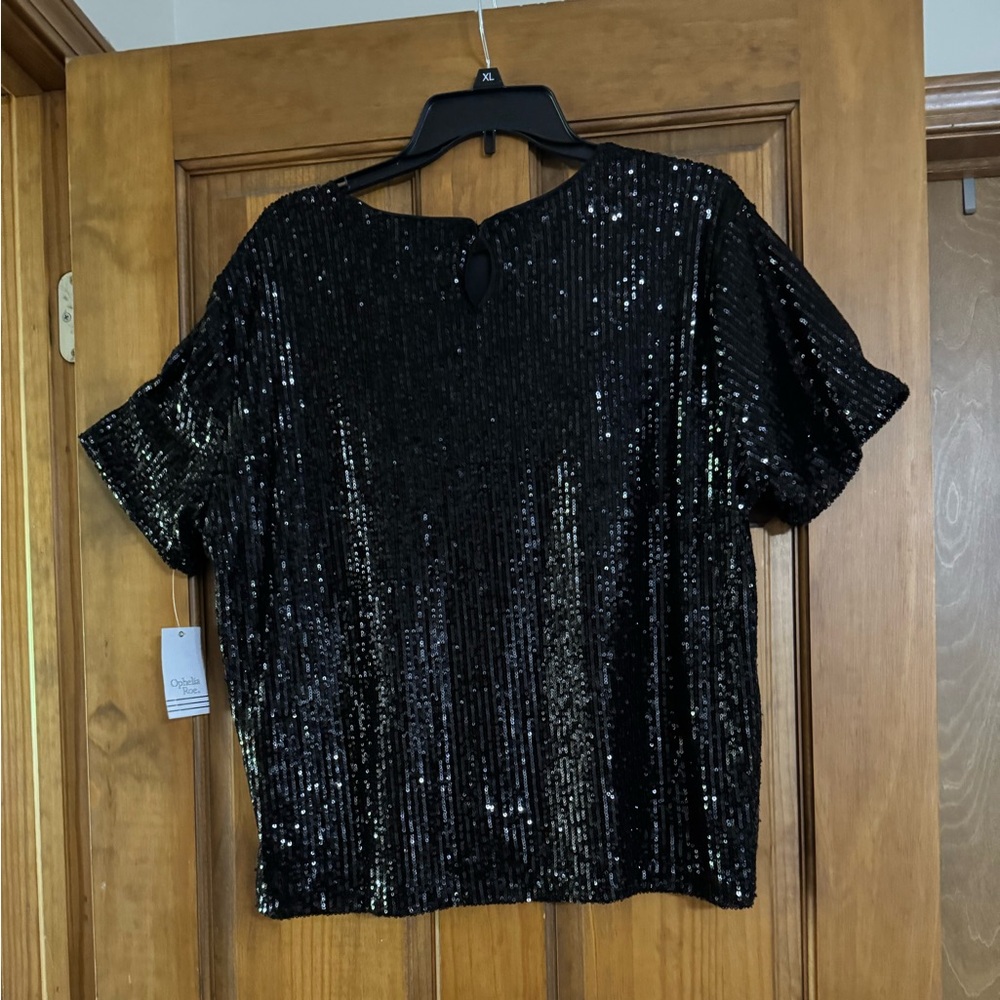 Chico's Black Sequin Blouse